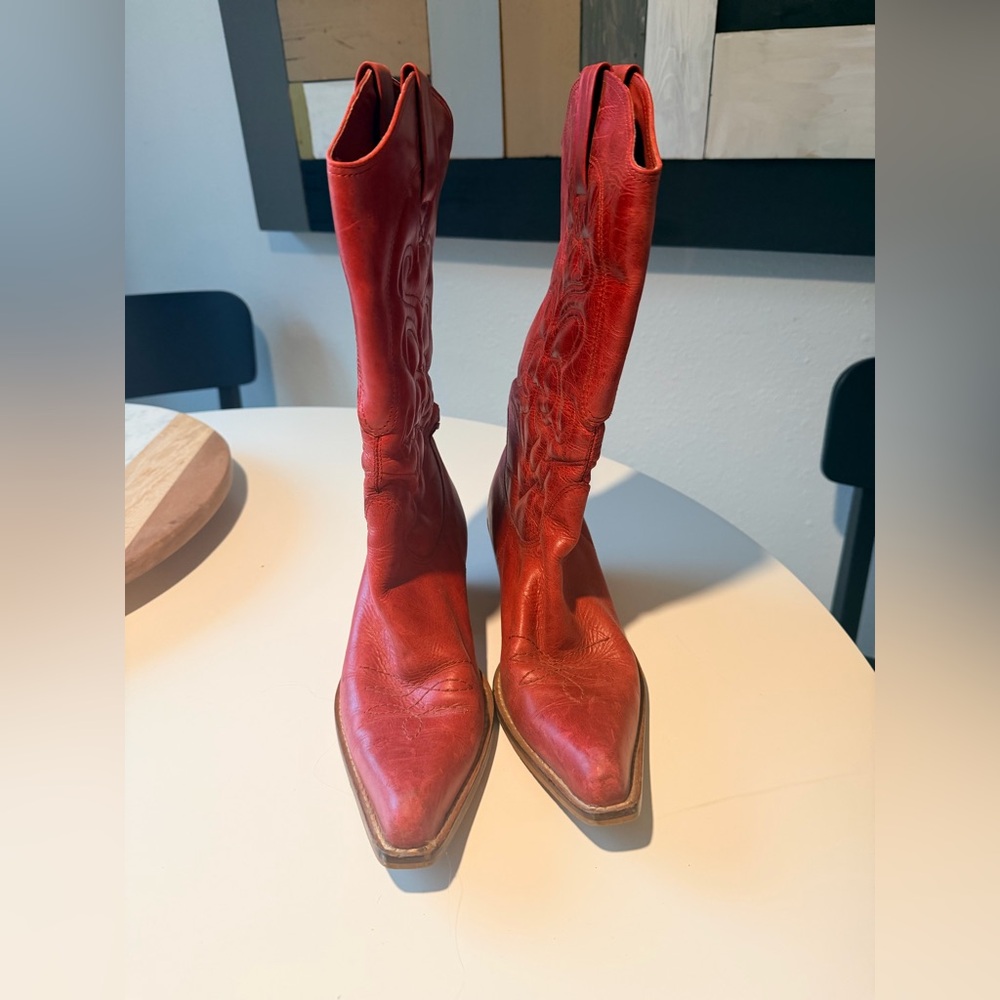 Penny Loves Kenny Red Heeled Boots